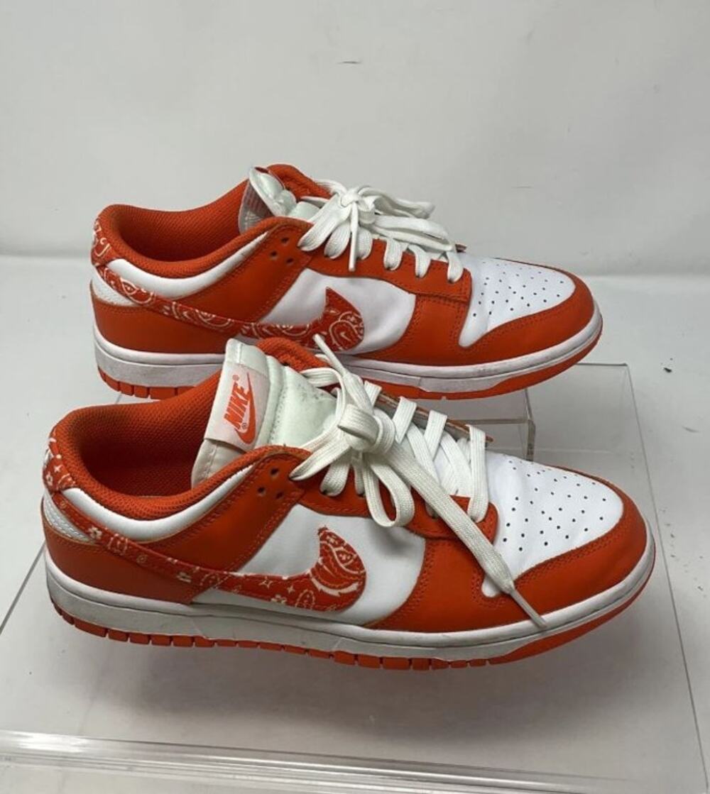 DONE!!  ORANGE PAISLEY LOW Nike Dunk White Leather Sneakers 9